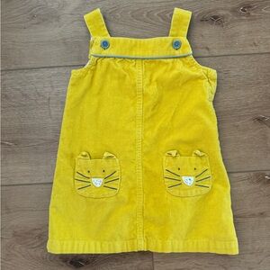 Baby Boden Yellow Corduroy Pinafore Dress with Floral Lining
